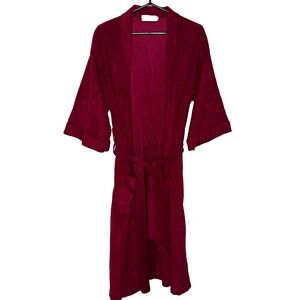 Vintage Yves Saint Laurent YSL Robe Mens One Size Red Plush Luxury Nightwear